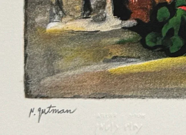 Nachum Gutman Original Signed Lithograph The watermelon seller Israel Art.