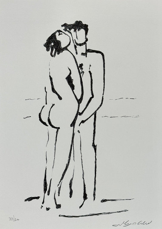 ליטוגרפיה של משה שטרנשוס, פסל ישראלי, חתום.