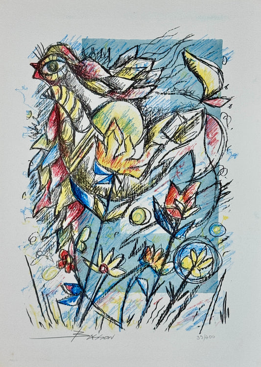 ליטוגרפיה של נעים בסון, חתום.