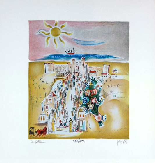 נחום גוטמן נחום גוטמן - ״גימנסיה הרצליה״ - ליטוגרפיה חתומה וממוספרת - FirstGallery - פירסט גלרי