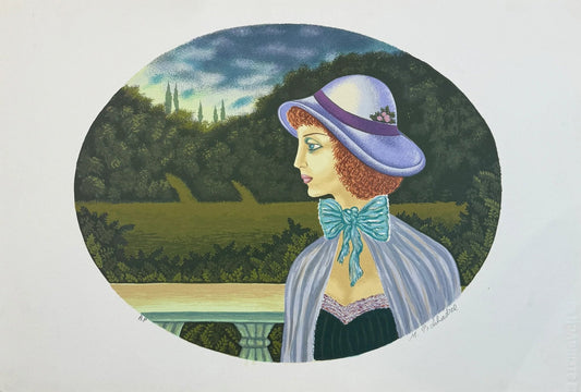 מאיר פיצ׳חזדה ליטוגרפיה של הצייר מאיר פיצ'חדזה - ״אשה במרפסת״ - FirstGallery - פירסט גלרי