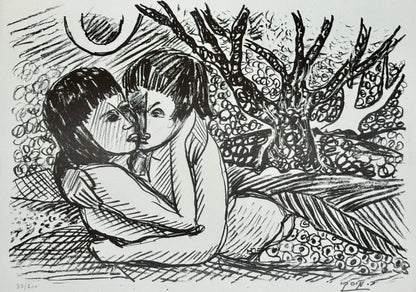 ליטוגרפיה של ראובן מיסקי, חתום.