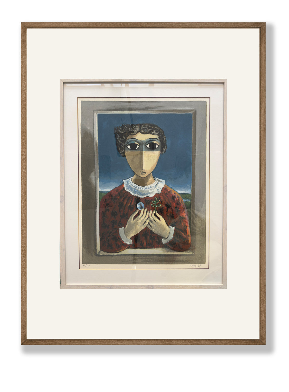 יוסל ברגנר נערה עם עלה של זית | הדמיית מסגור להמחשה בלבד | פירסט גלרי